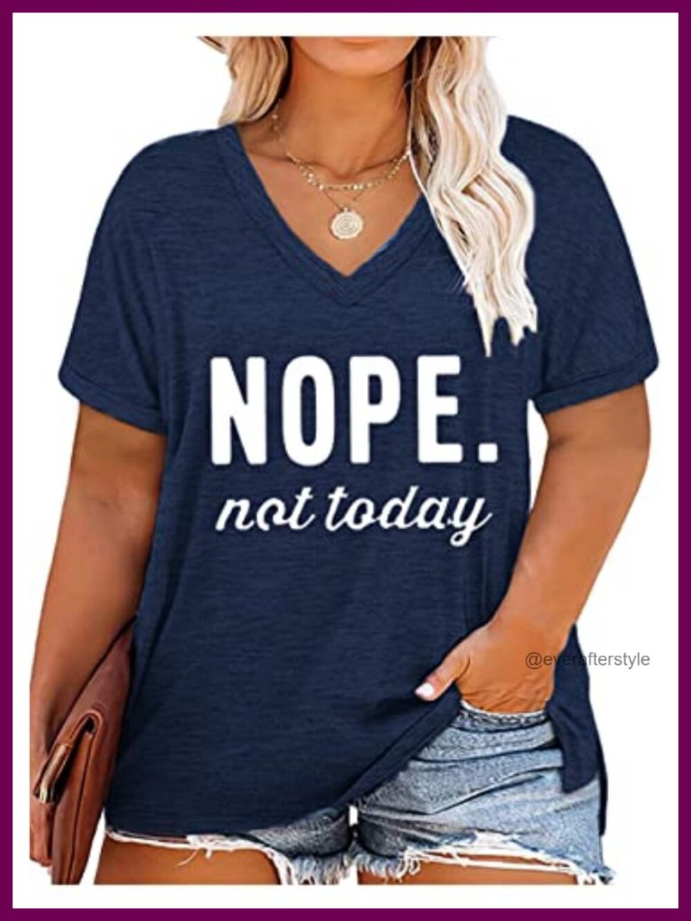 Funny Letter Print V-Neck Short Sleeve Tunic Tee - Plus Size Cotton Blend Top